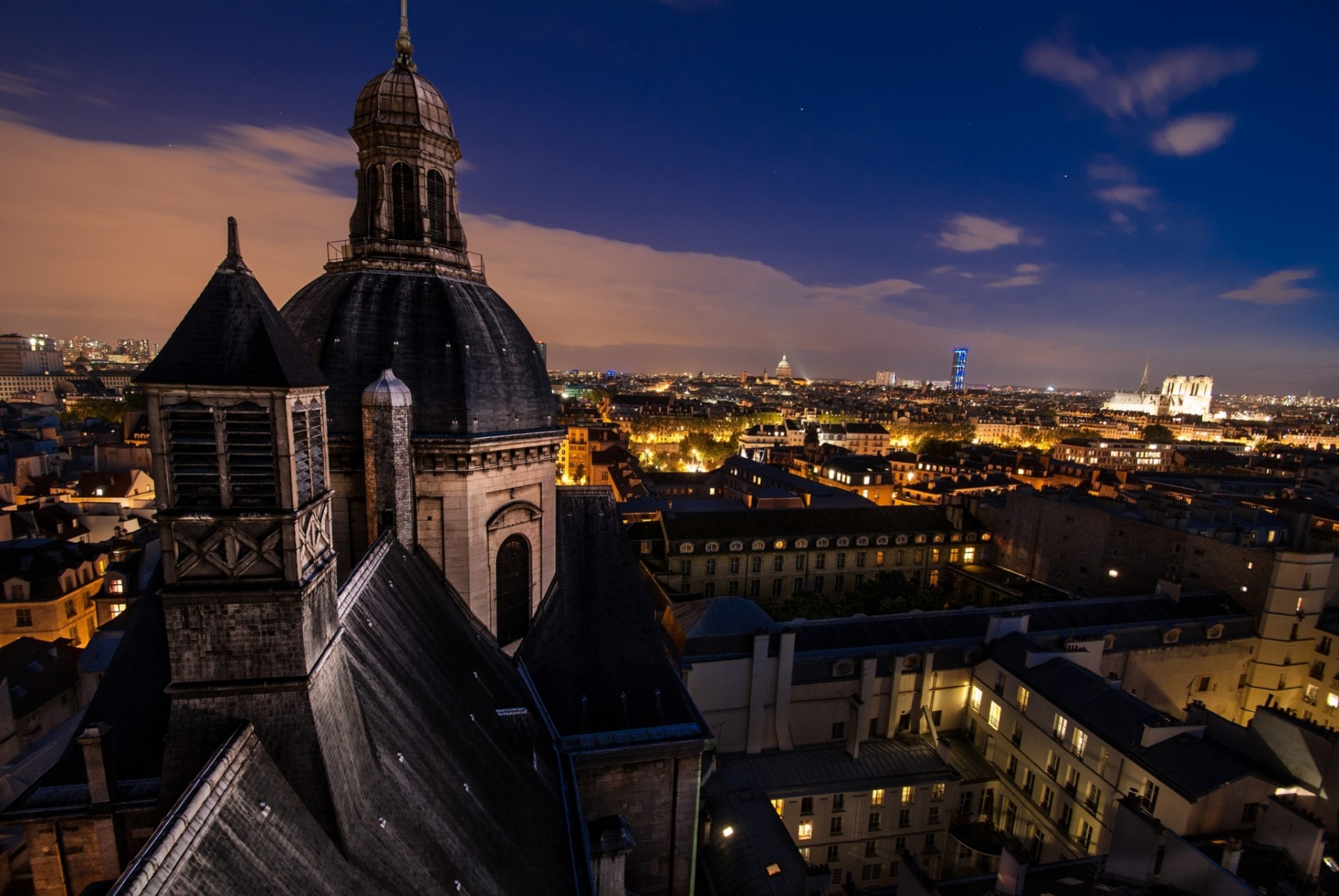 architettura francia parigi tetto edificio città notte cupola case