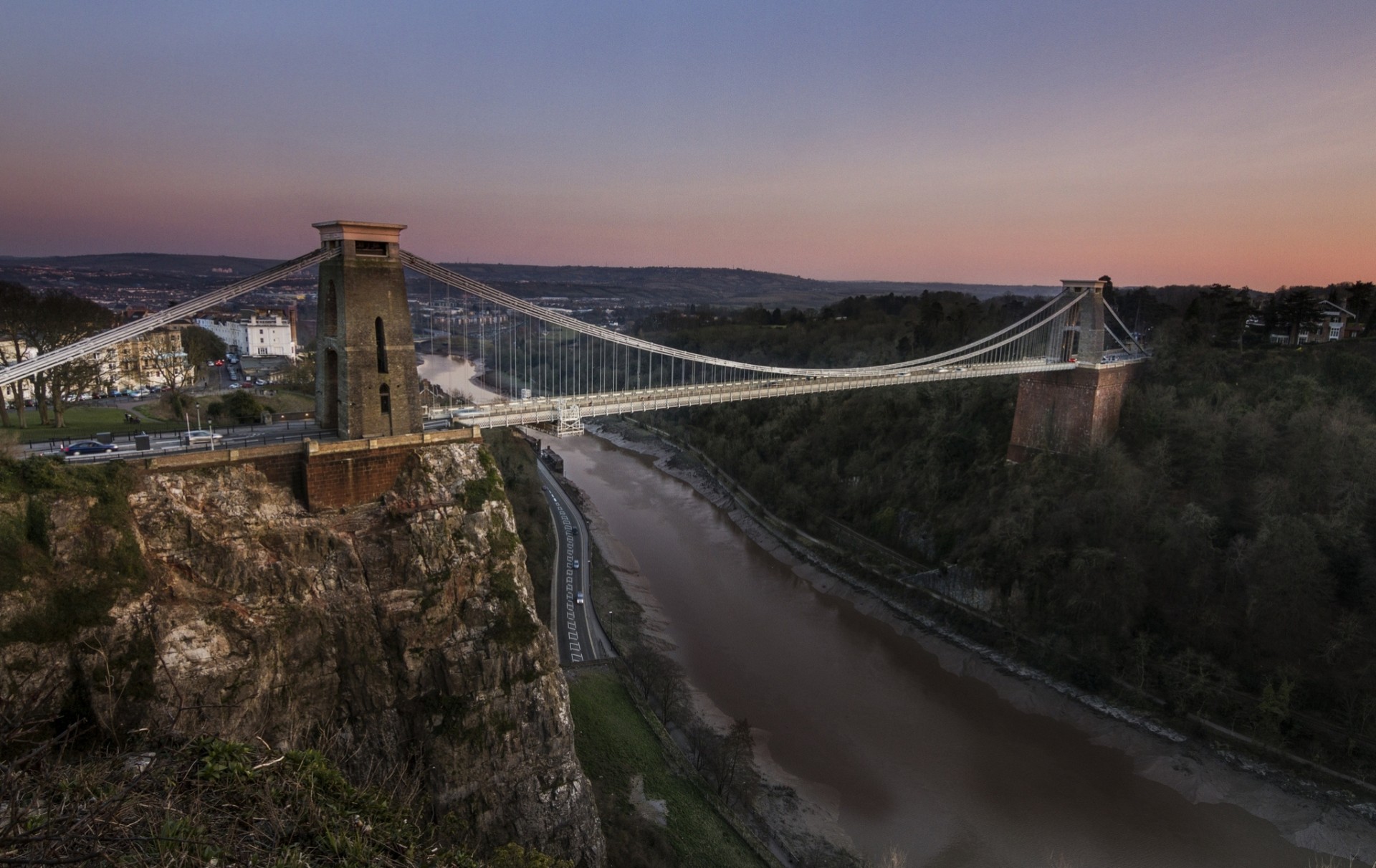 rivière angleterre panorama rivière avon bristol clifton pont suspendu rochers