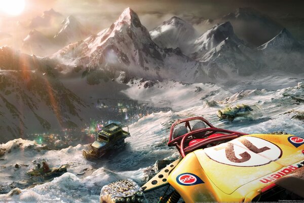 Wyścigi motorstorm arctic edge na zaśnieżonych stokach