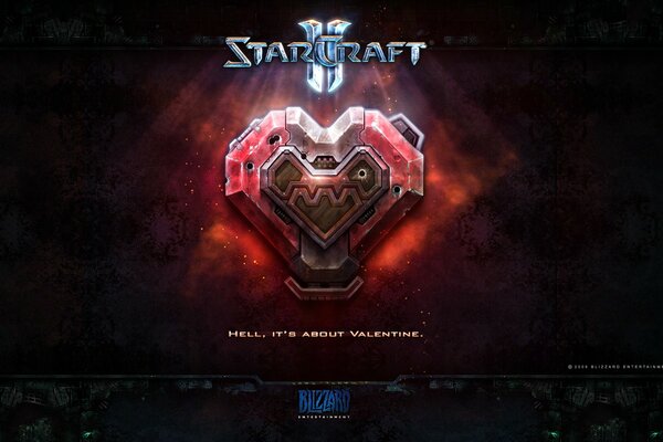 Coeur écarlate en pierre avec inscription StarCraft