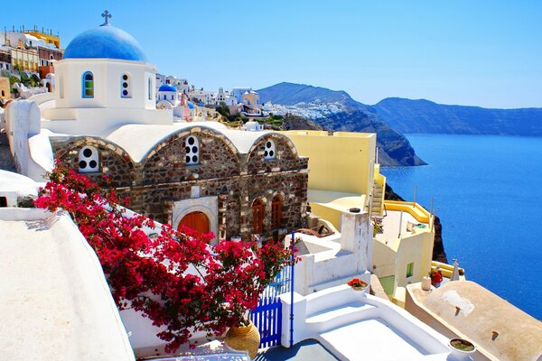 Santorini nature and snow-white houses