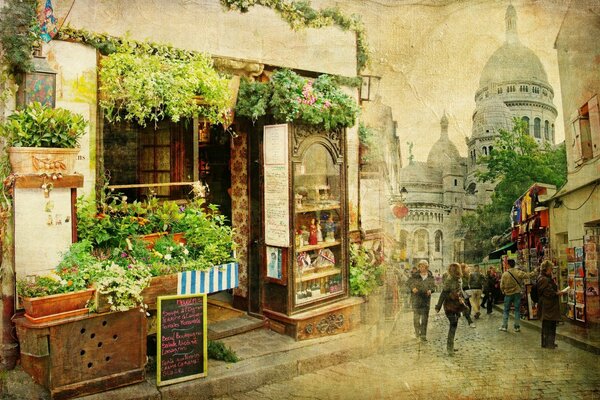 Restaurant on the old street of France