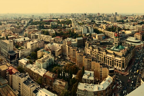 Gloomy houses of the city of Kiev