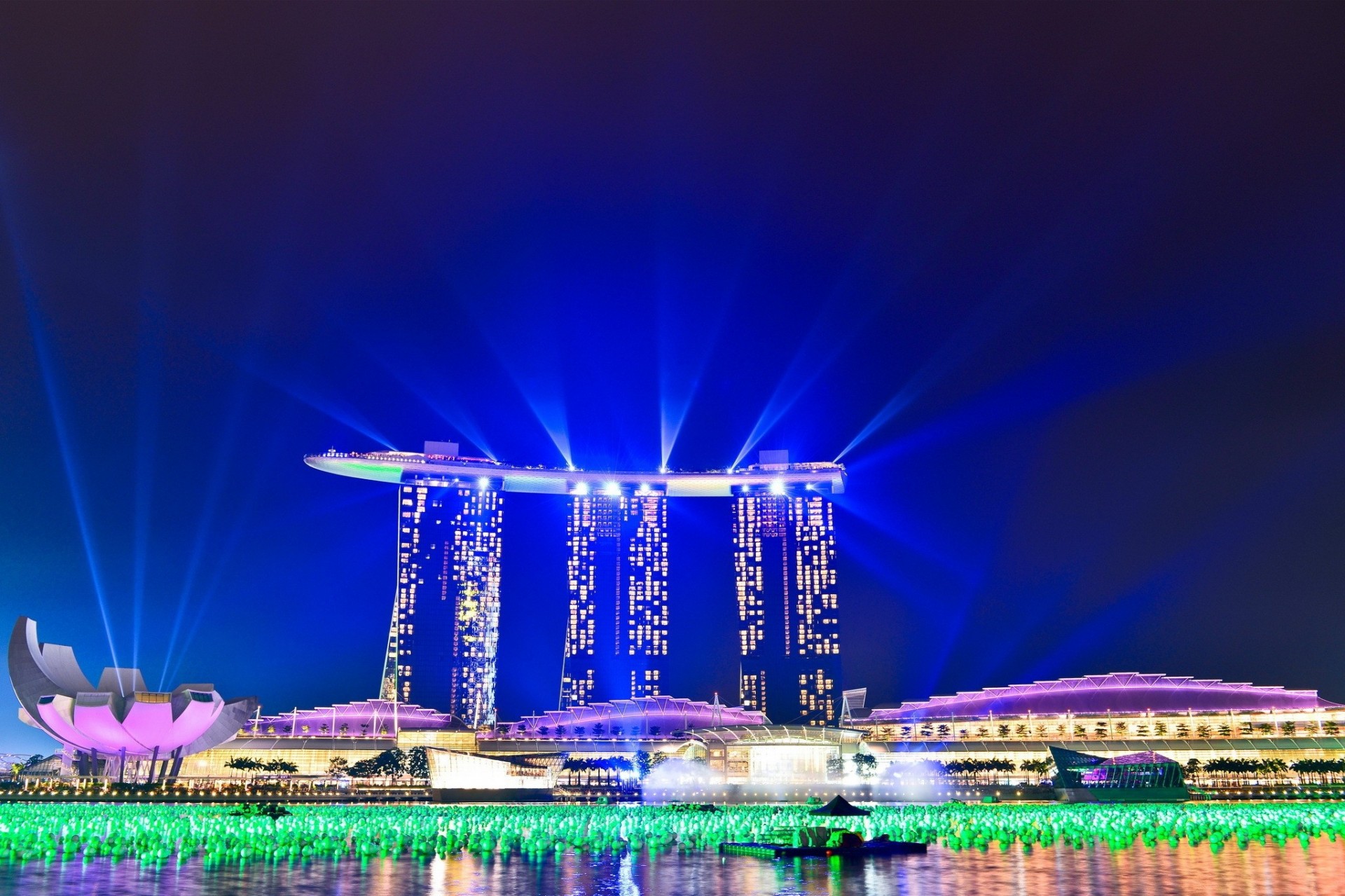 iluminación noche singapur