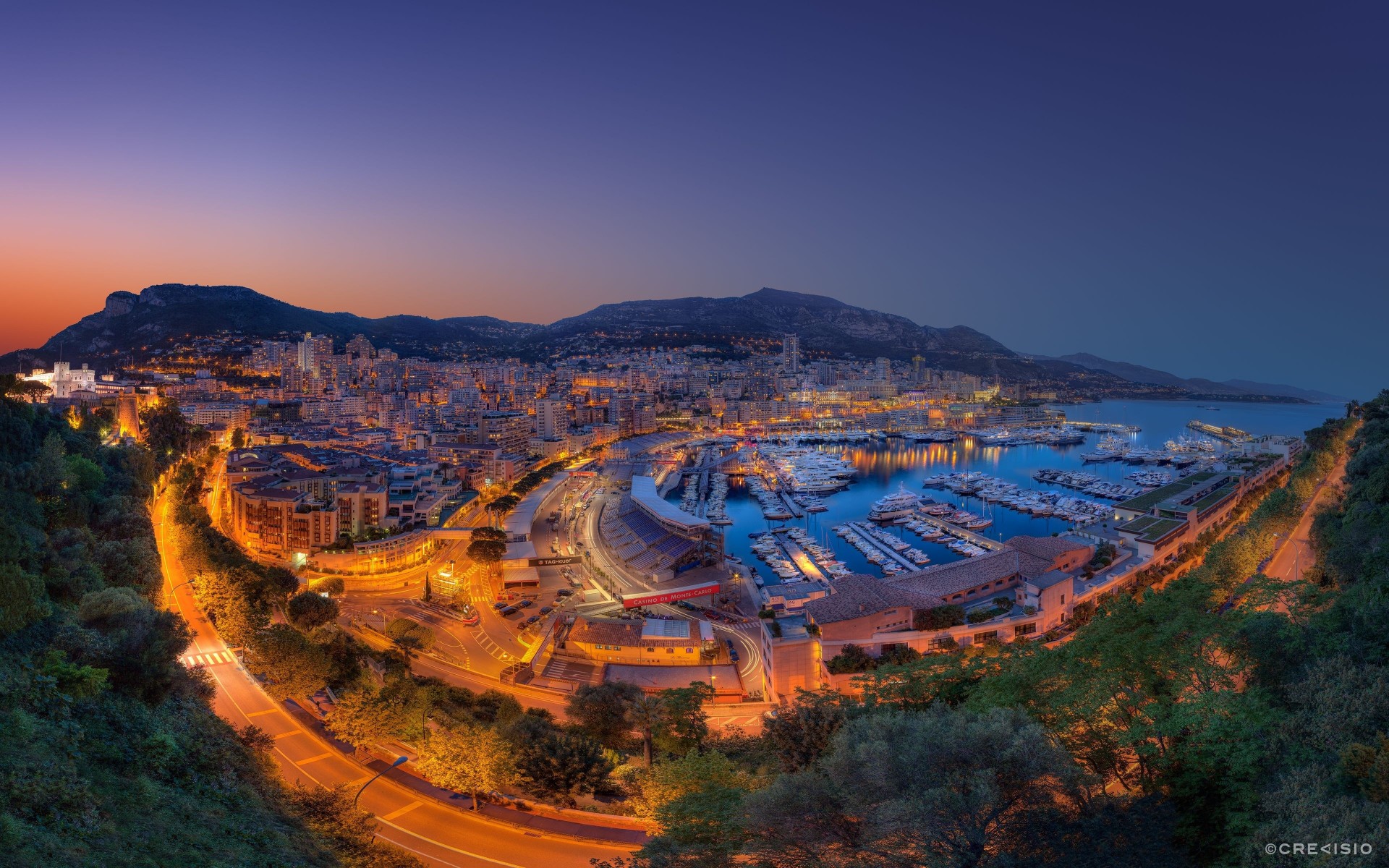 lights monte carlo sunset