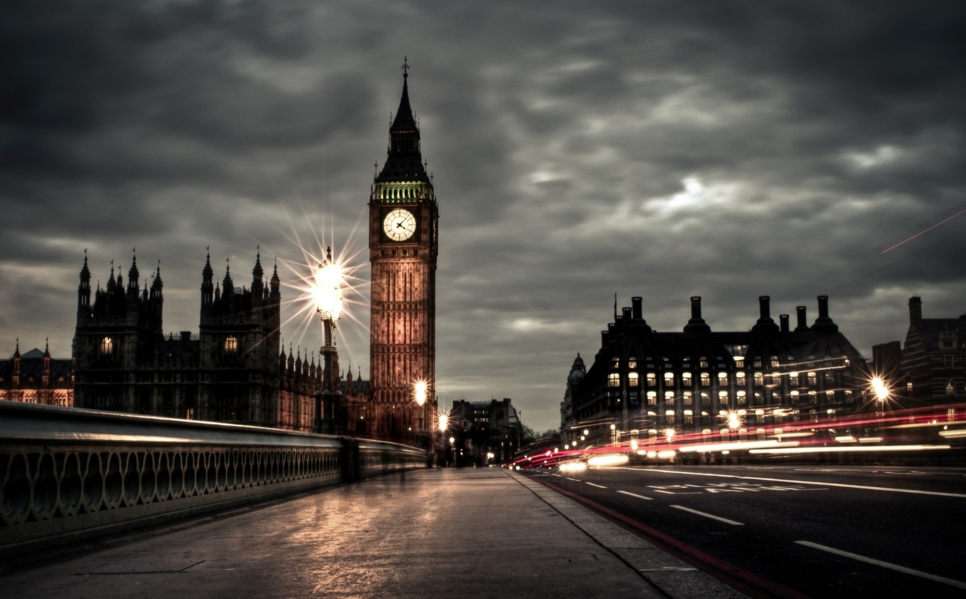 inghilterra big ben notte regno unito strada londra palazzo di westminster nuvoloso persone