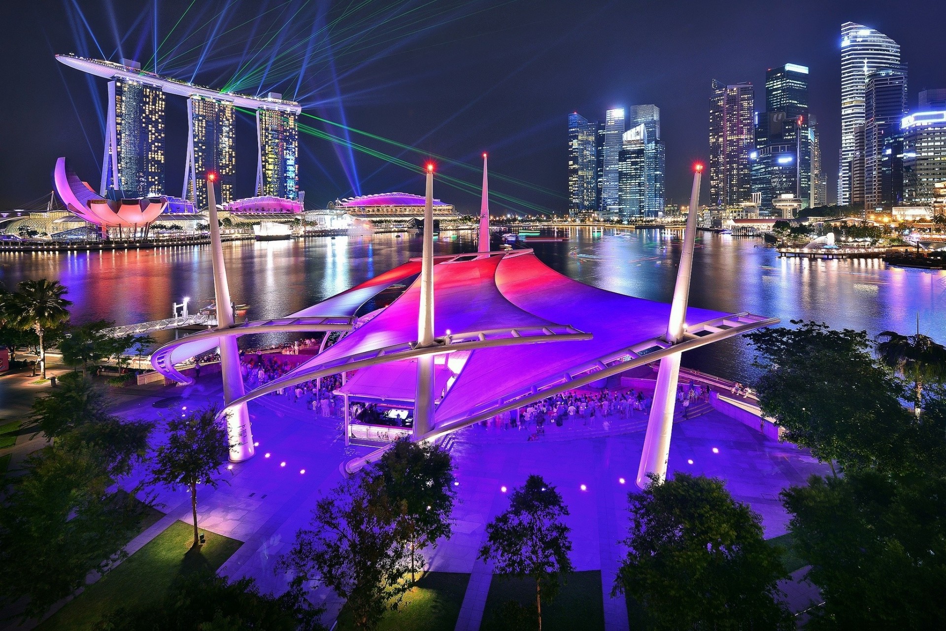 marina bay sands singapour nuit ville