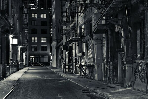 Calle nocturna de la ciudad de nueva York