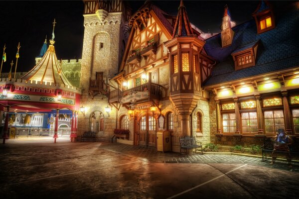 Maisons à Disneyland en Californie la nuit