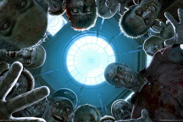 Image de zombies effrayants regardant d en haut