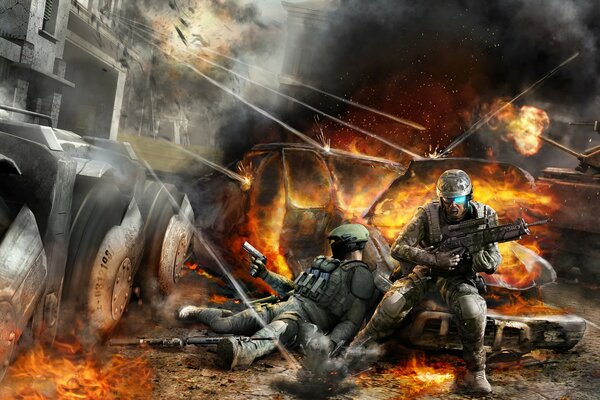 I soldati conducono il fuoco mirato sul nemico