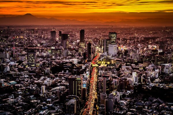 Incredibile Tokyo al tramonto