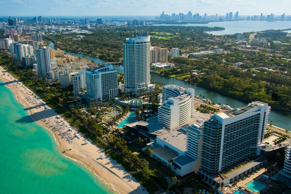 Soleado Miami a vista de pájaro