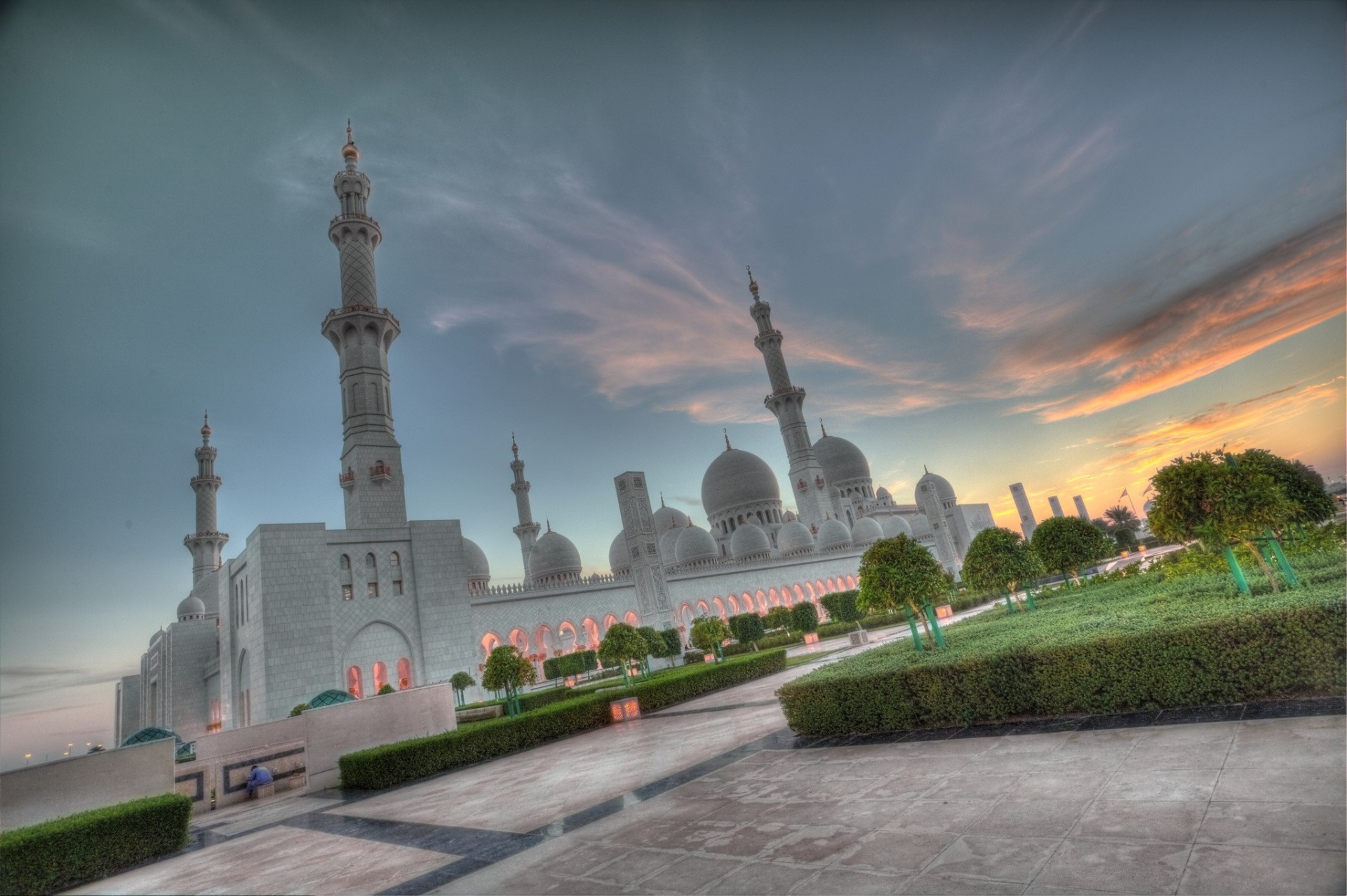 coucher de soleil émirats arabes unis abu dhabi mosquée sheikh zayed