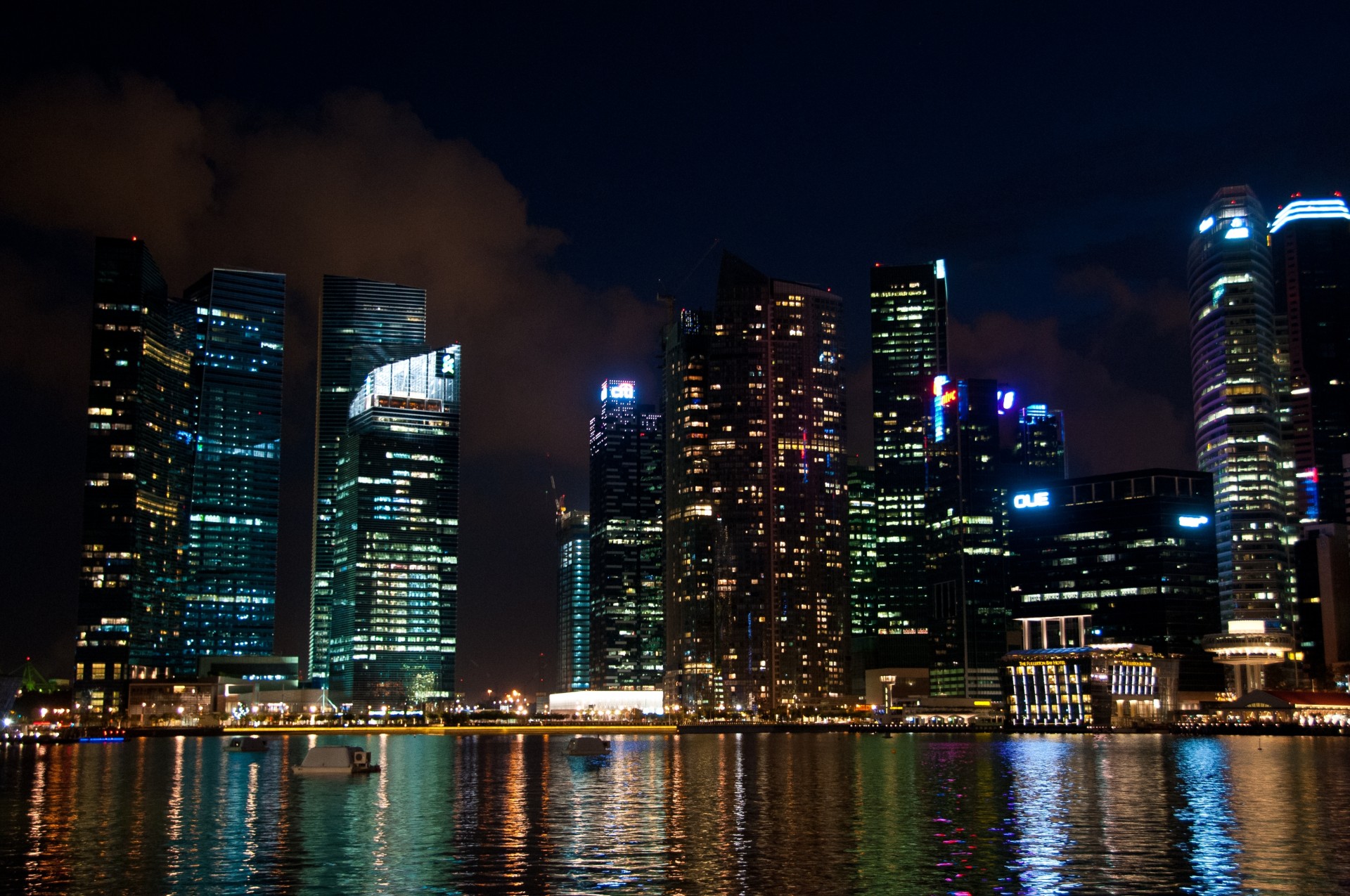 ночь город сингапур