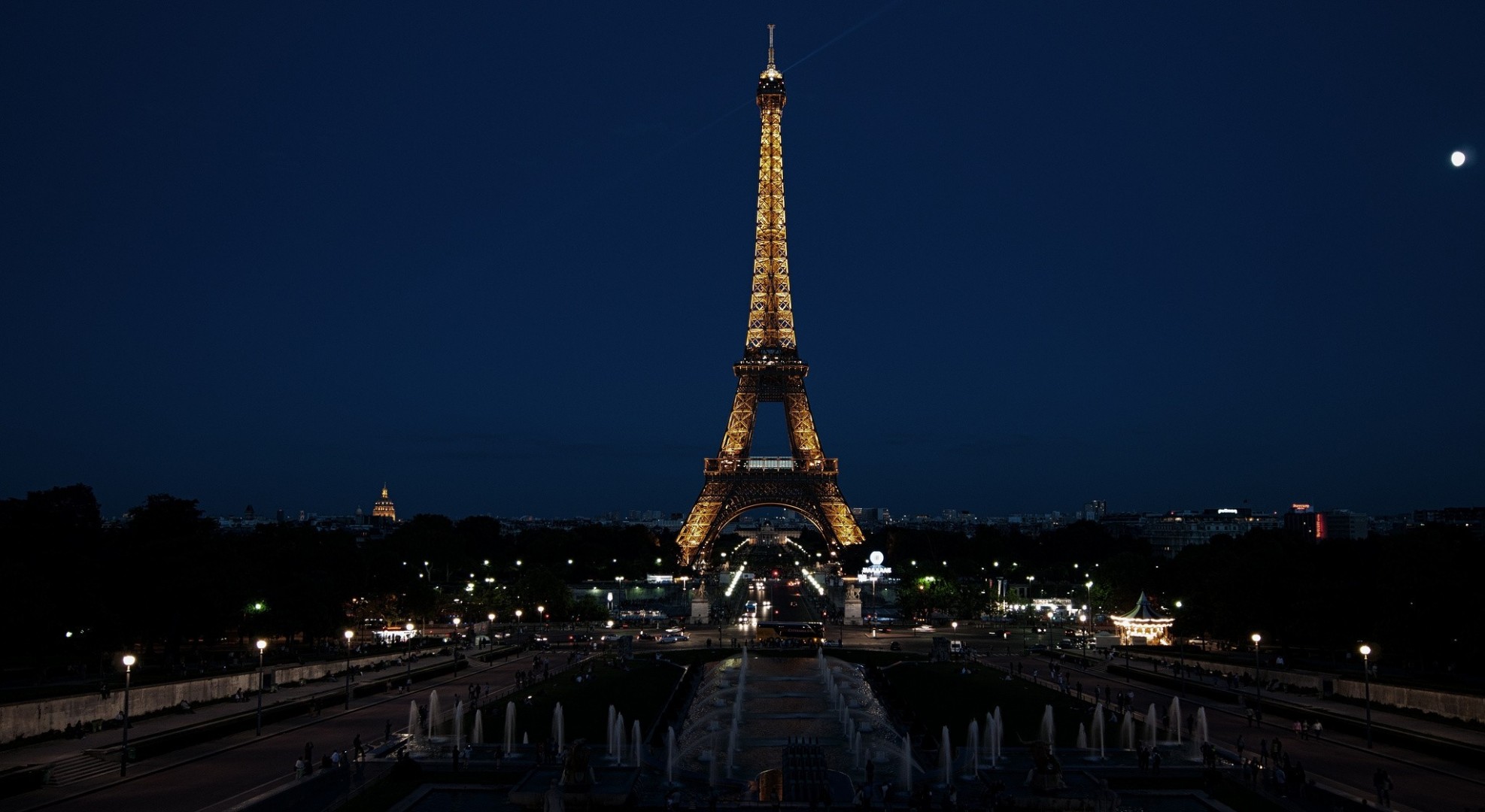 luces noche francia torre eiffel parís ciudad