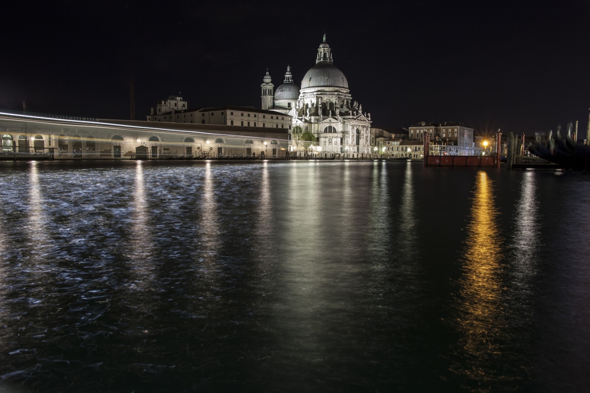 italien nacht reflexion licht meer stadt wasser venedig gondeln kanal