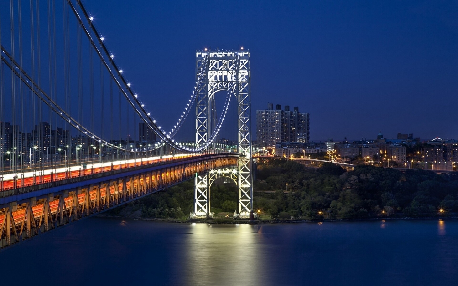 fiume fiume hudson george washington bridge ponte new york fiume hudson città di notte gwb