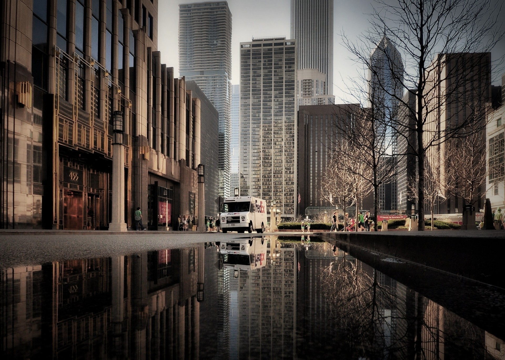 pfützen chicago illinois bus