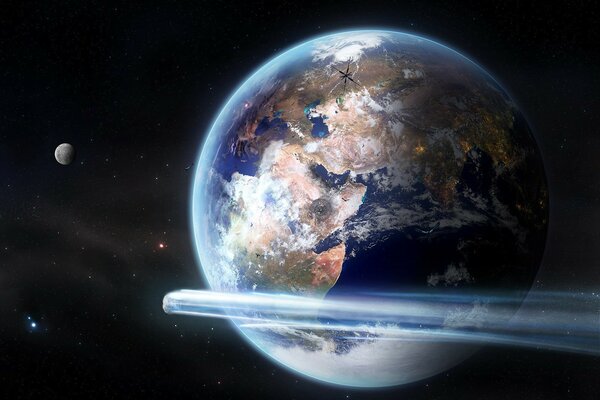 Wir sehen auf dem Foto den Planeten Erde, es ist nur ein Kosmos, Jungs