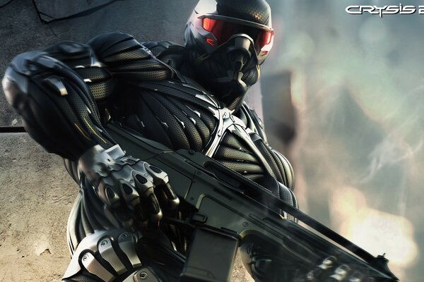 Gioco crysis 2 combattente in Nanosuit con armi