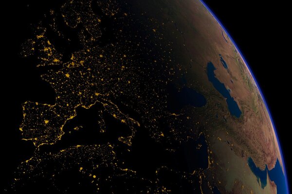 View from orbit of Europe in the age of electricity