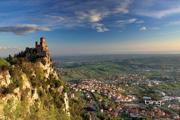 Monte Titano Mountain in the sunlight