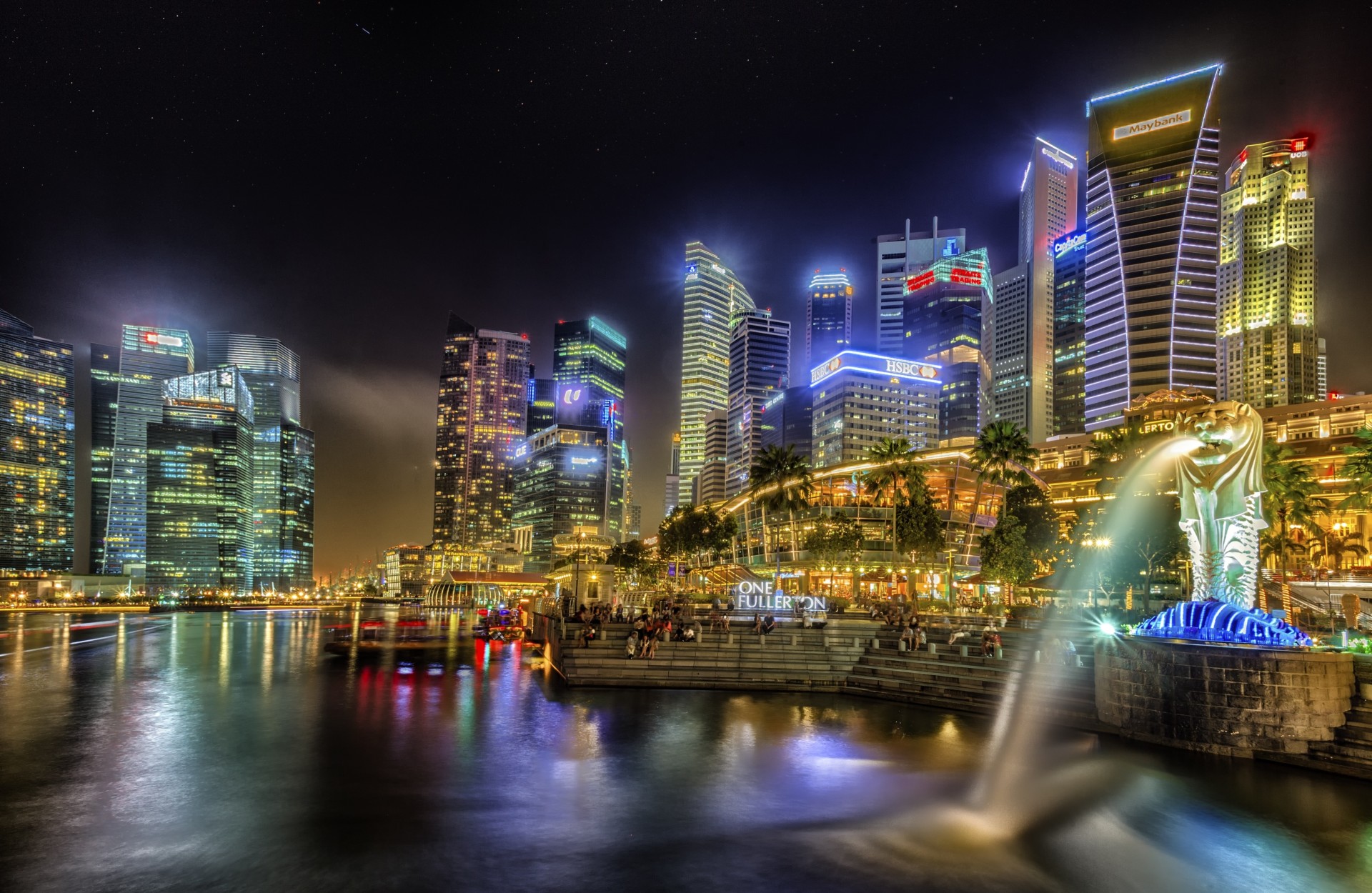 огни город сингапур
