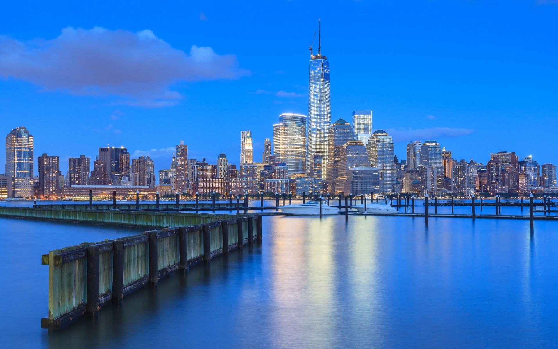 new york nuit bleu gratte-ciel maisons