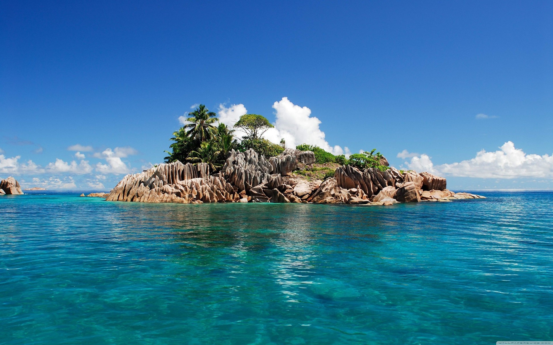 île nuages eau nature océan