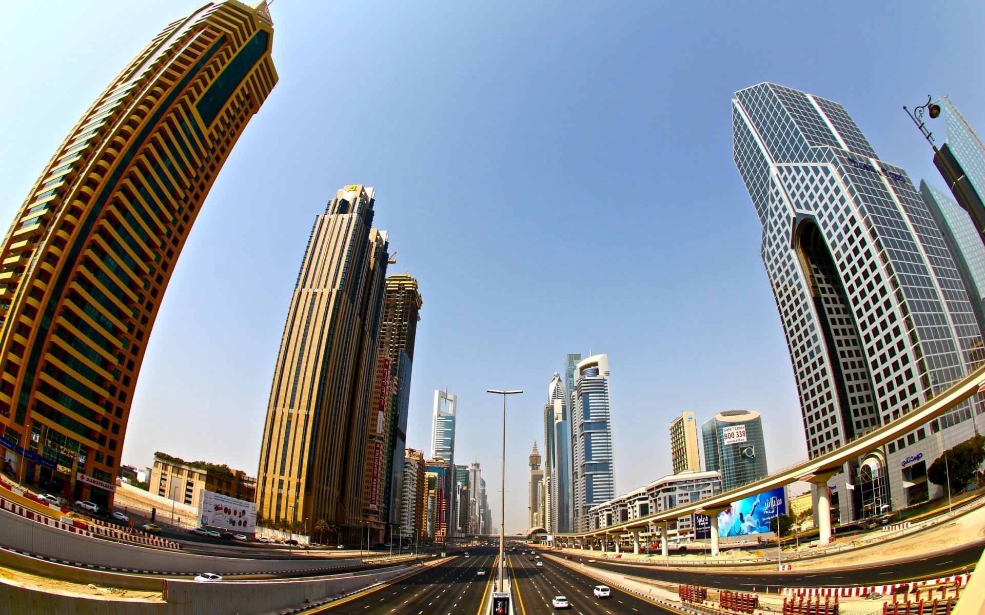 straße dubai stadtbild wolkenkratzer