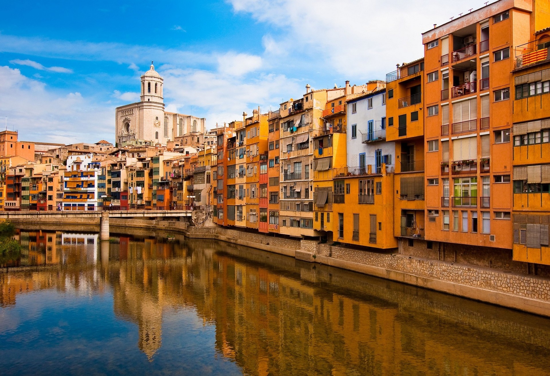 catalogna fiume ponte girona costruzione spagna lungomare