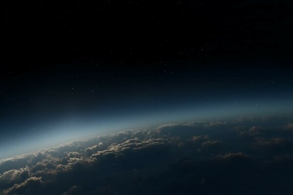 Halbkreis Atmosphäre mit Wolken am Sternenhimmel Hintergrund