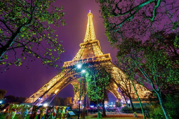 Der Eiffelturm in einem Park in Paris