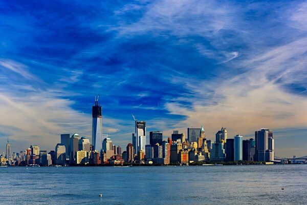 Vista delle case a Manhattan nel pomeriggio