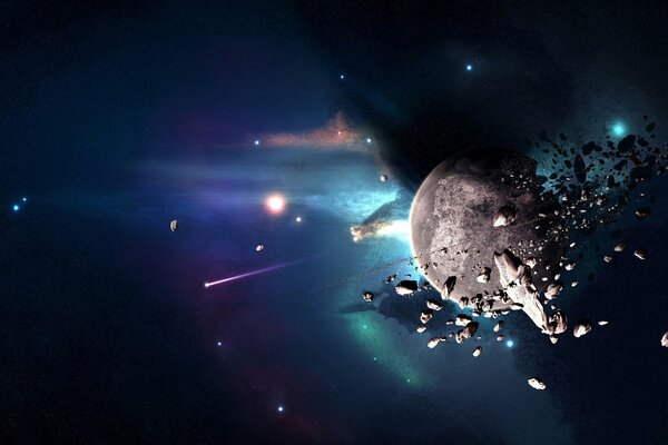 Planet cosmos fragments asteroids