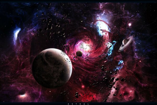 Фантастическая картинка с планетами звездами и астероидами