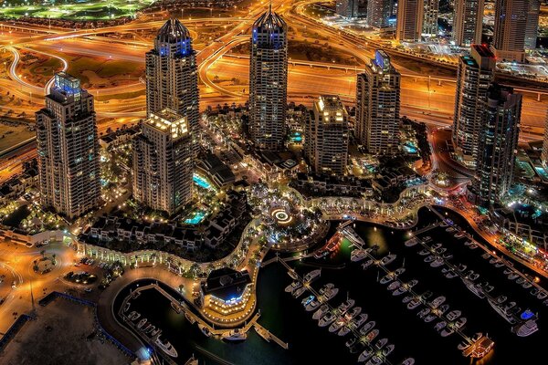 Nuit Dubaï, vue de dessus