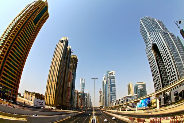 Tall skyscrapers of sunny Dubai