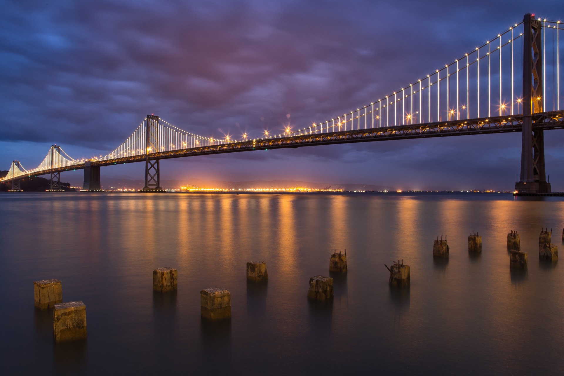 san francisco zmierzch bay bridge south beach kalifornia