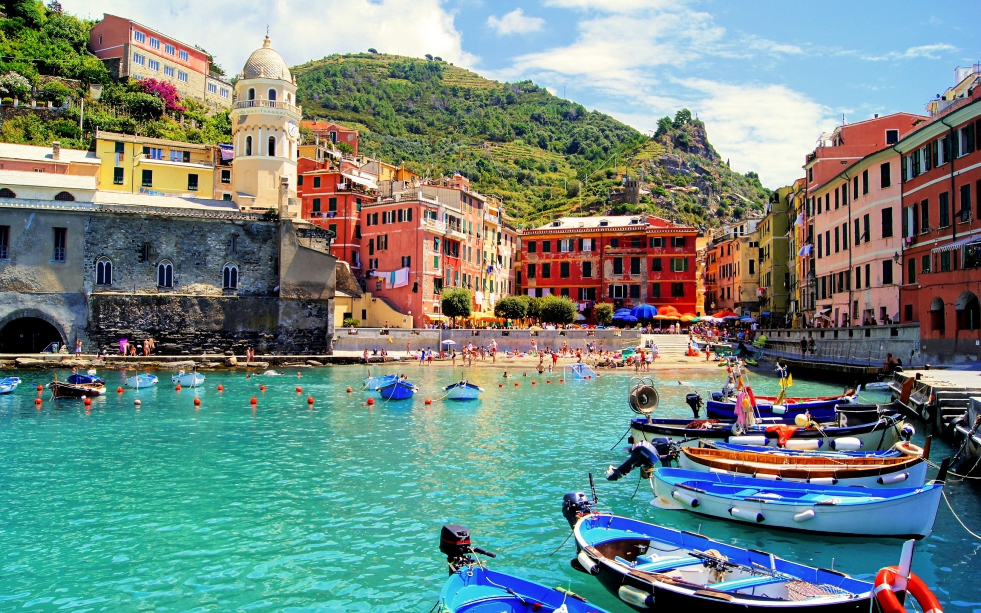 italia spiaggia vernazza città mare barche