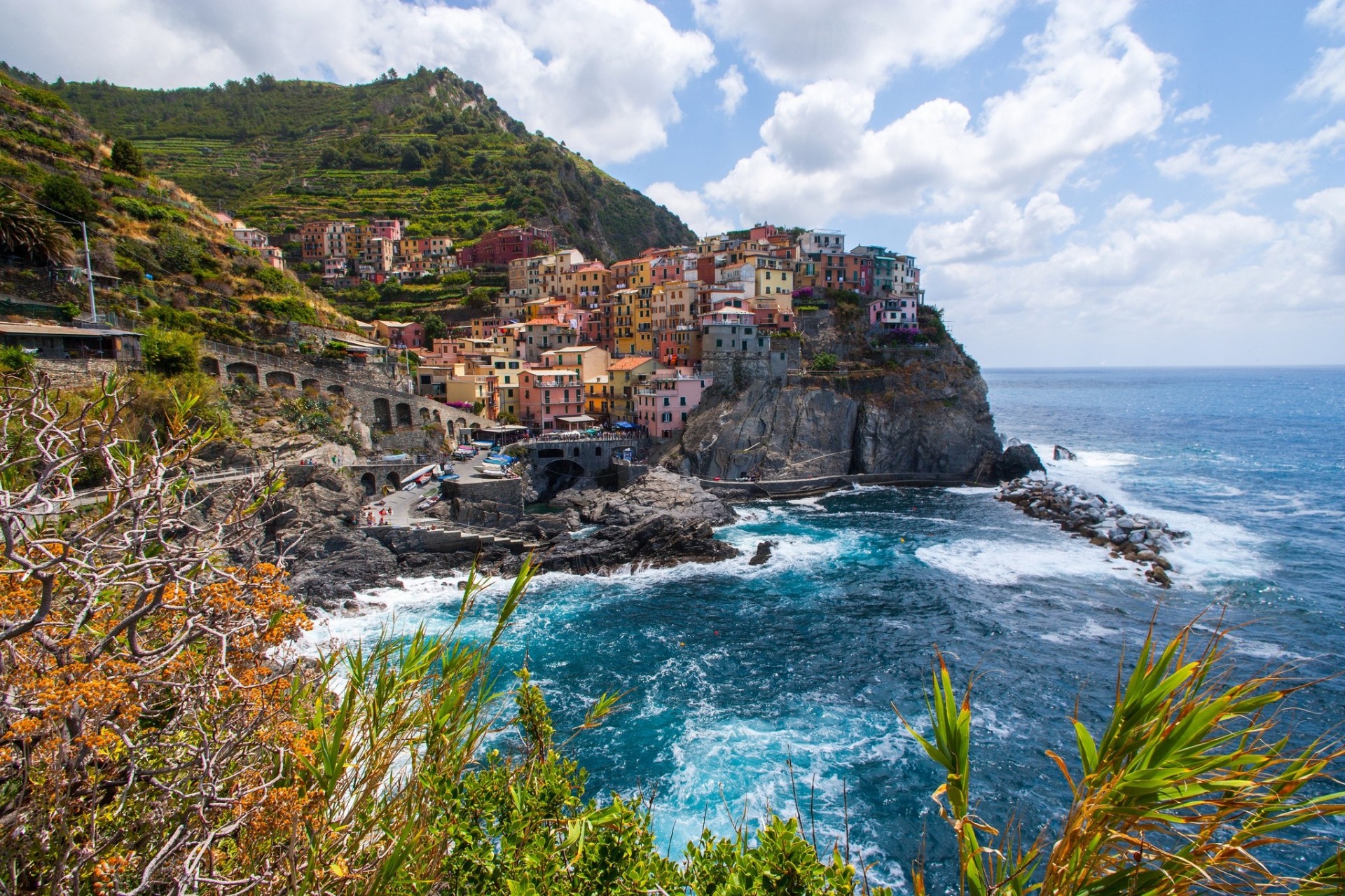 italy landscape manarola sea cinque terre ligurian sea rock