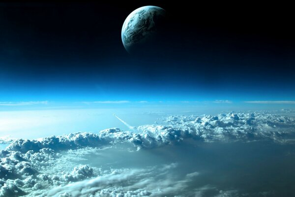 View of the moon from the stratosphere. Very beautiful