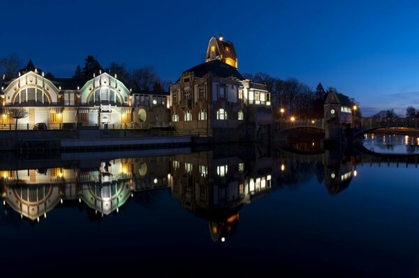 Czech Republic at night and the quiet of the river