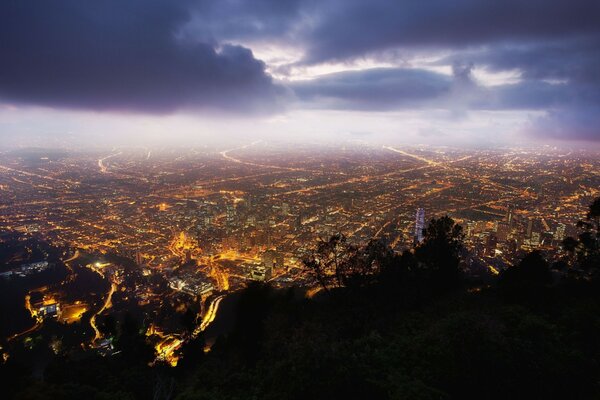 Bogota Colombie nuit vue de dessus