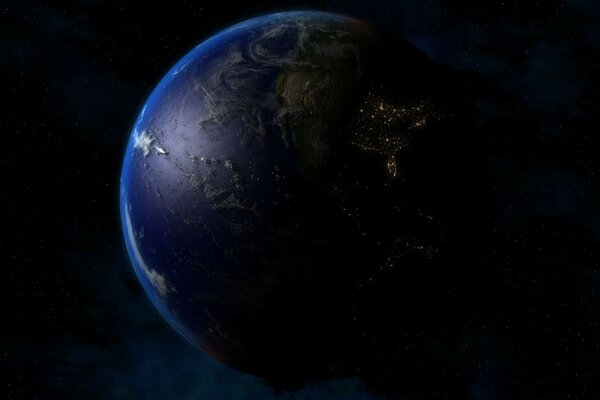 Planète terre dans la nuit