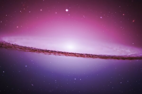 Galaxy and stars in space in purple tones