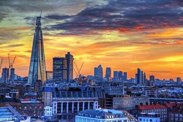 London at sunset on a winter day