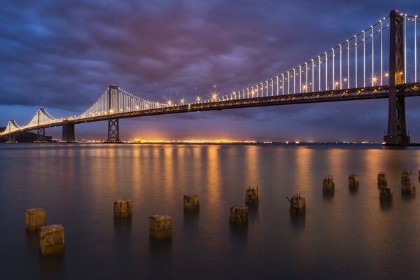 Bridge over water on the background of California