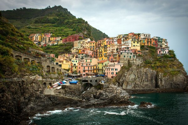 The coast of Italy on the Gulf of Genoa